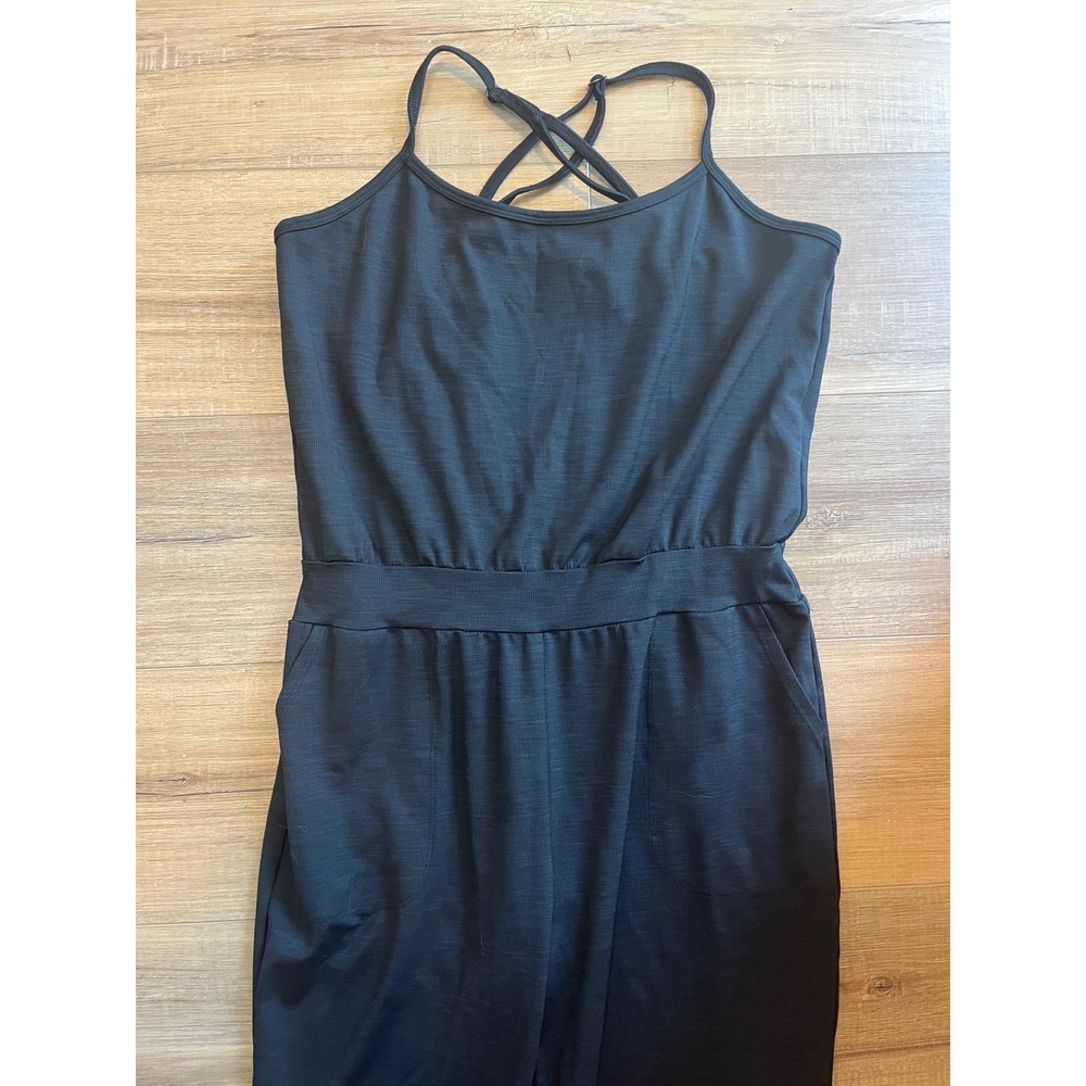 Beyond Yoga Lounge Around Black Ribbed Adjustable Strap Jogger Jumpsuit Size M - Picture 9 of 13